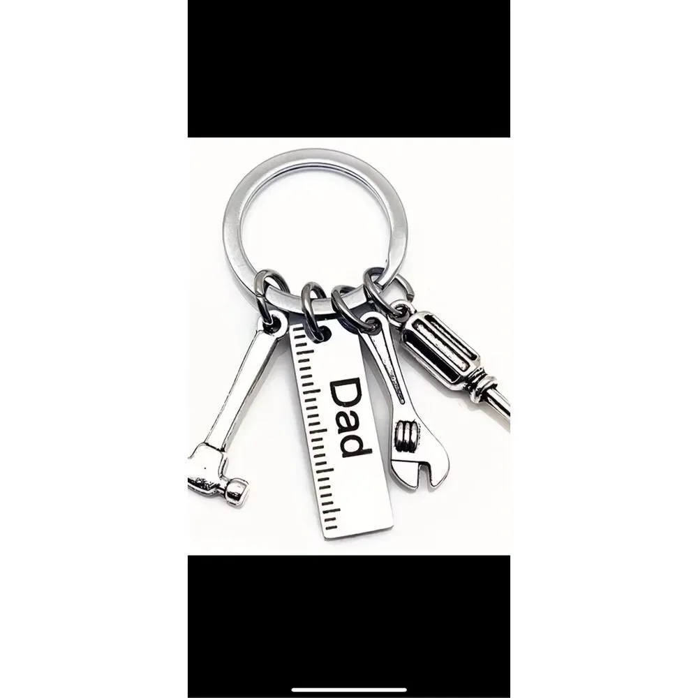 Dad Keychain Tool Charm Hammer Wrench Screwdriver Gift Father Gift